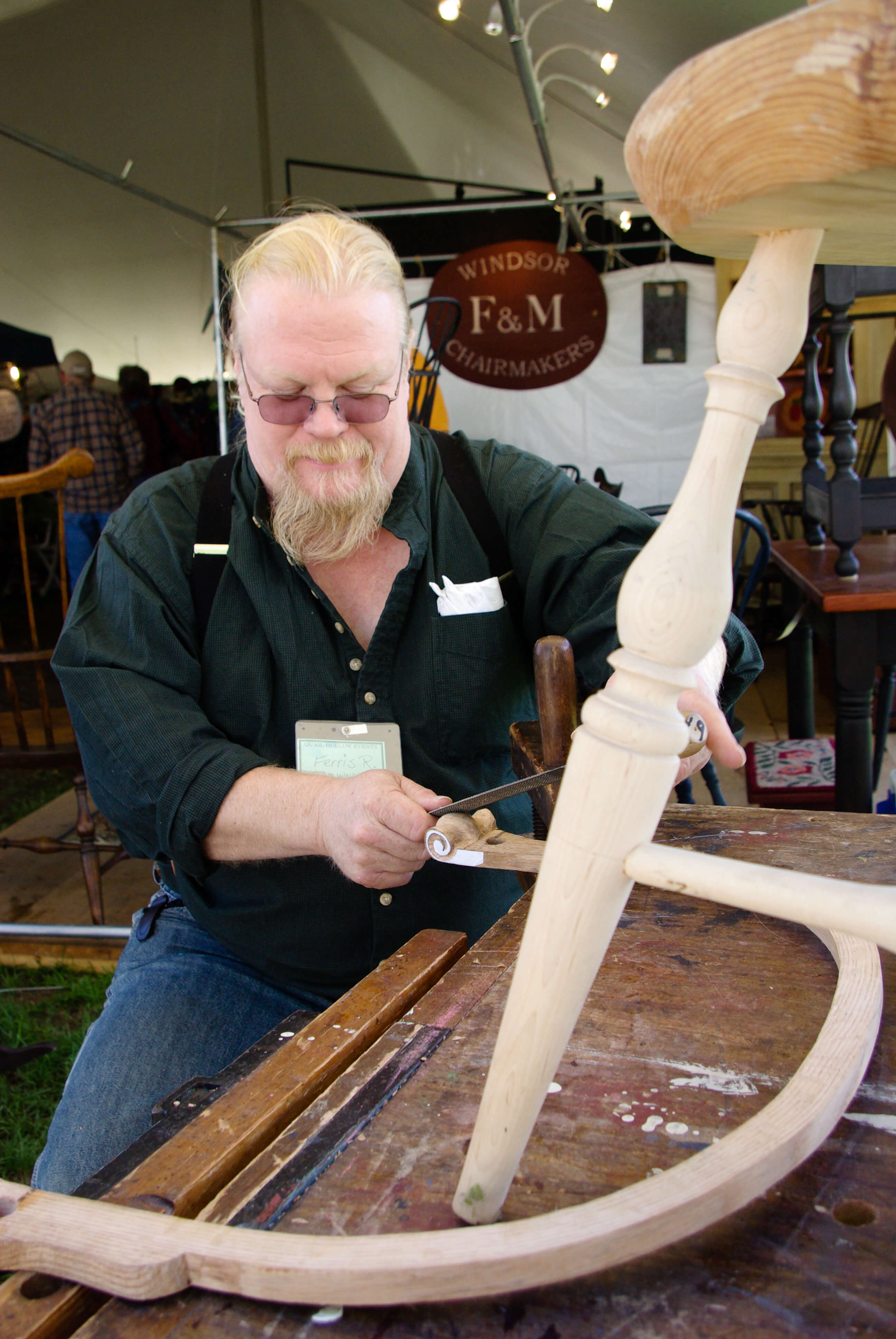 chair-making demonstration, Woodstock-New Platz Art & Crafts Fair