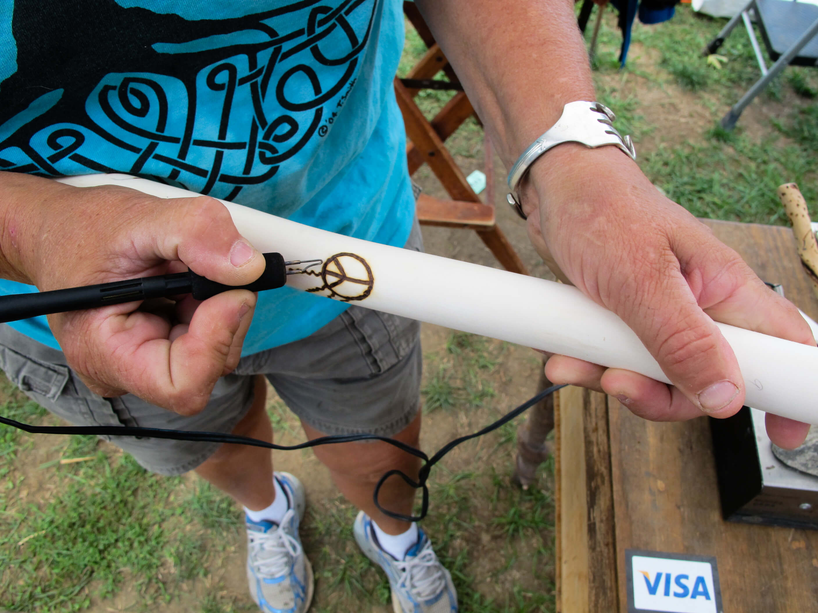 walking stick etching demonstration, Woodstock-New Platz Art & Crafts Fair