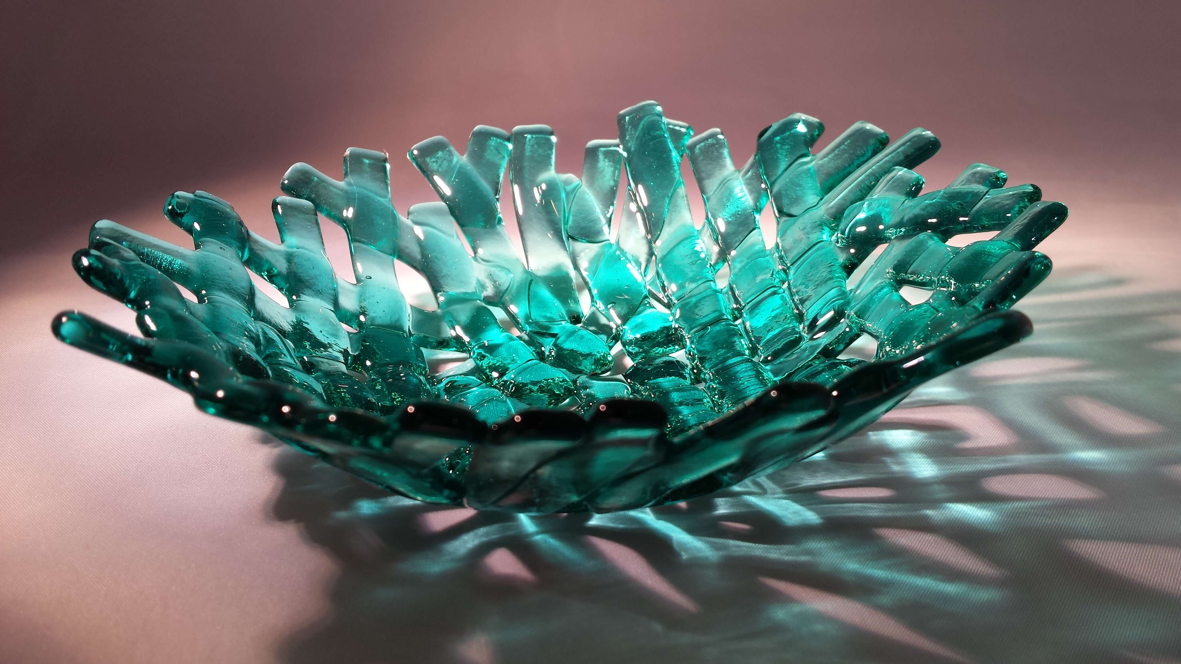 RoseAnna Stokes, handmade glass art, bowl, Woodstock-New Paltz Art & Craft Fair