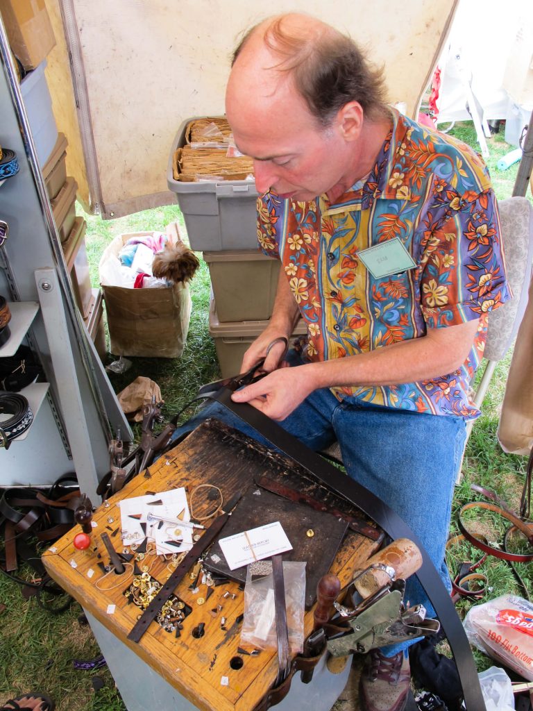 leather belt-making demonstration, Woodstock-New Platz Art & Crafts Fair