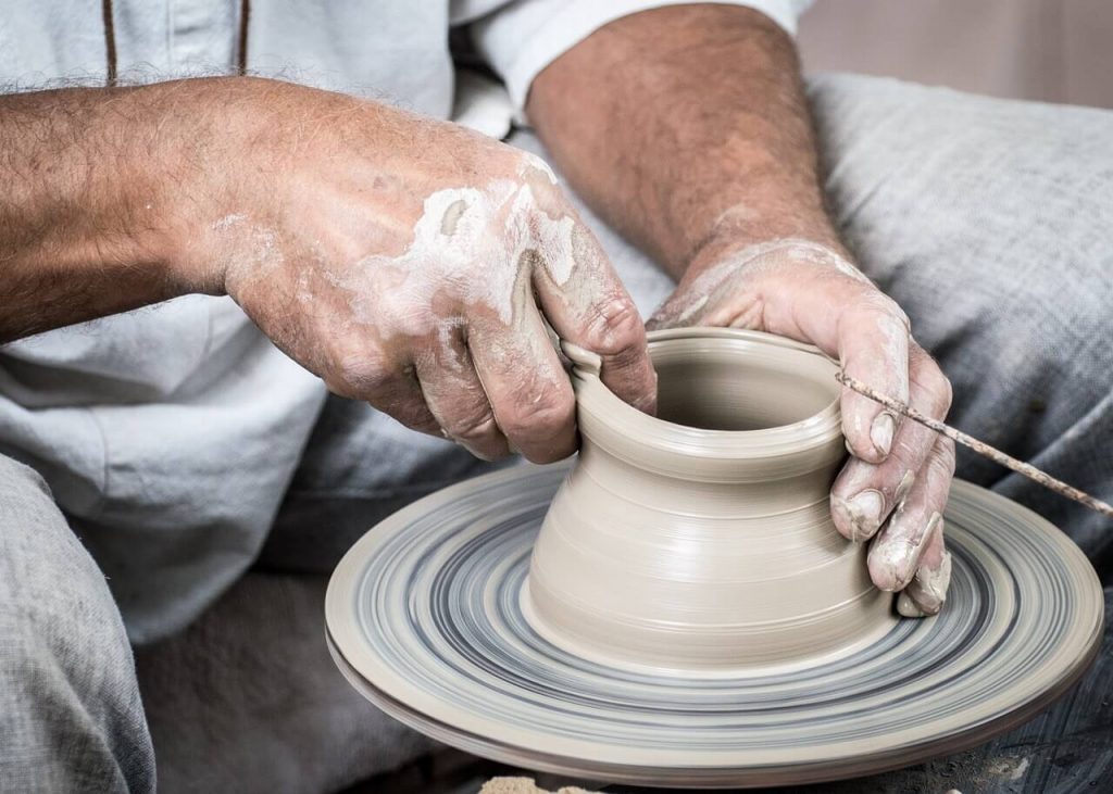 Pottery wheel, demonstration, Woodstock-New Platz Art & Crafts Fair