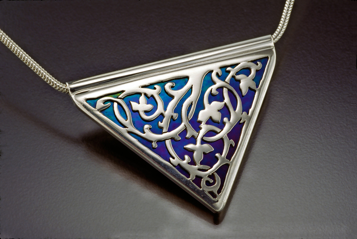 Lightwing , Design by Shawn & Ann Lester, Kaleidoscope, hand fabricated and cut sterling and glass jewelry