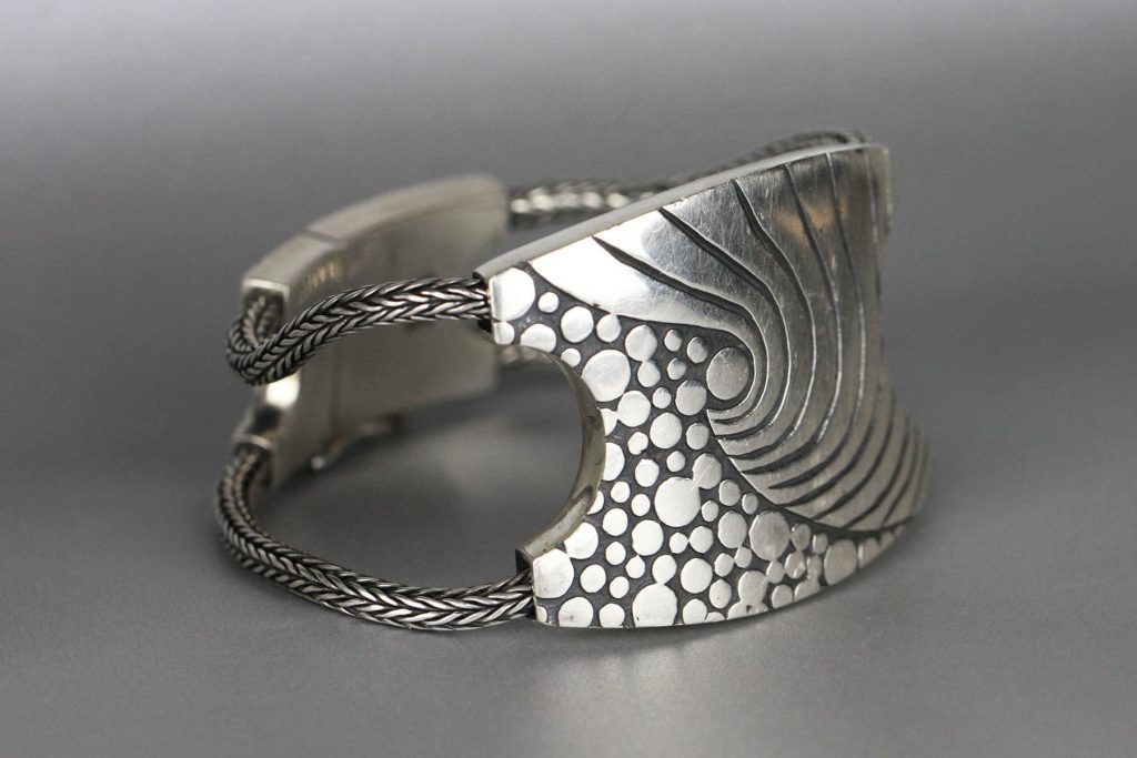 ANNI MALIKI: Foam Bracelet handcrafted jewelry, metalsmith, metalwork, nature inspired jewelry, art show