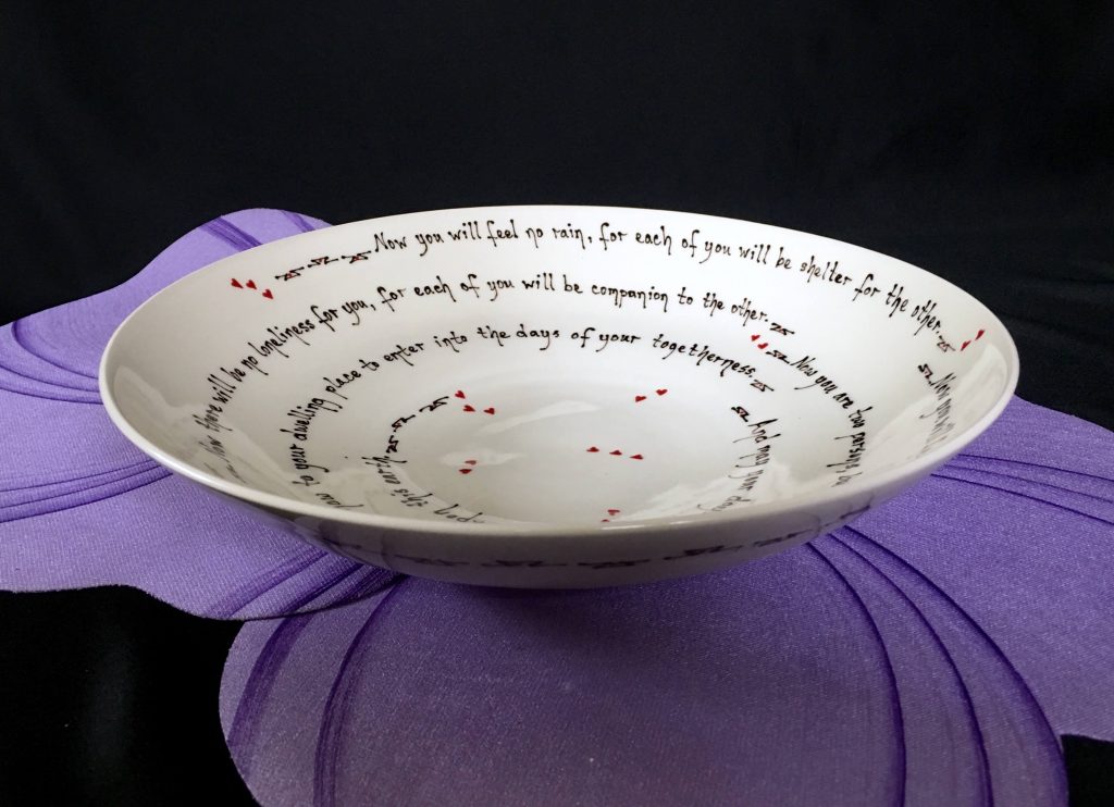 Pottery Mountain by Lesley Reich, Apache Wedding Blessing Bowl, hand thrown, handmade porcelain ceramics